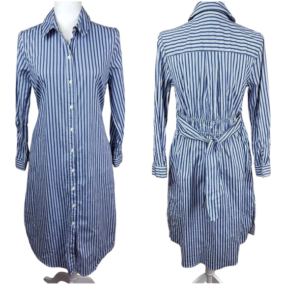 Kate And Lily Dresses & Skirts - Kate and Lily Midi Shirt Dress Blue White Striped Button Front 8
